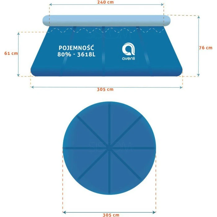 Бассейн надувной 14в1 Avenli 305 см
