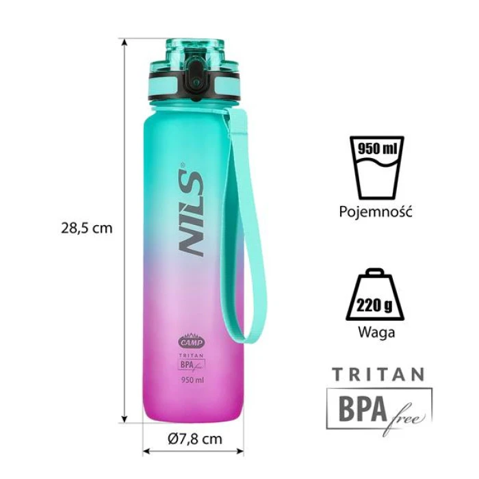 Трехтановая бутылка NILS EXTREME NCD04 зелено-розовый