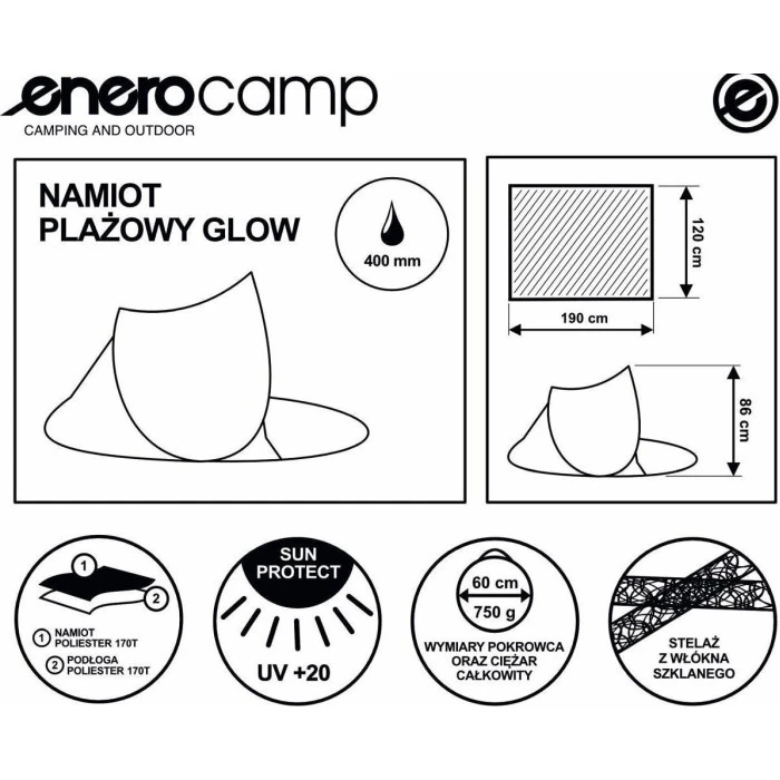 Намет пляжний Enero pop-up 190x120x90/70 см, синій