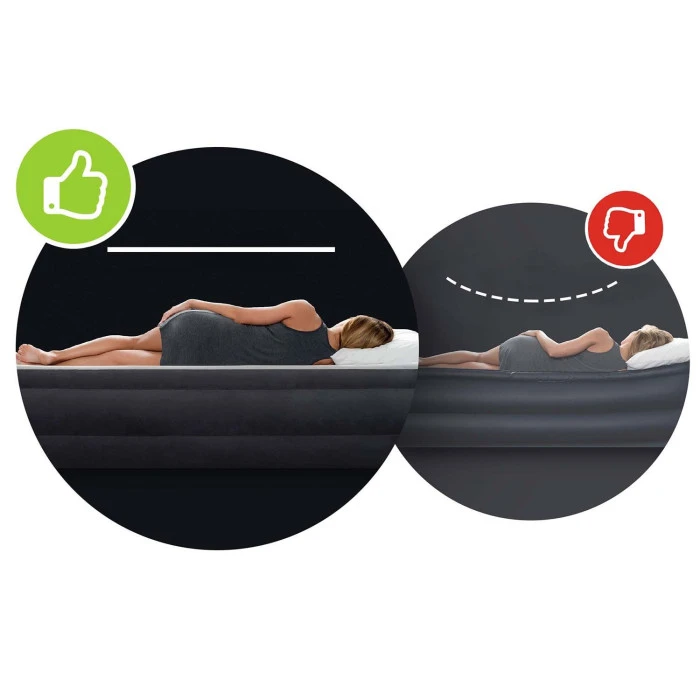 Матрас надувной Intex 64118 со встроенным электронасосом 203х152х30 см серый