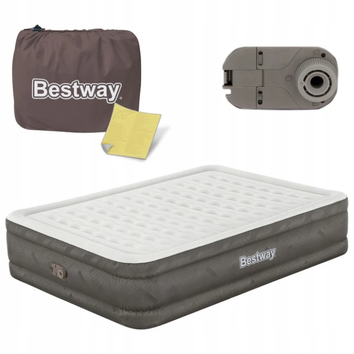 Матрац надувний Bestway 69050 з насосом 203 x 152 x 46 см, бежевий