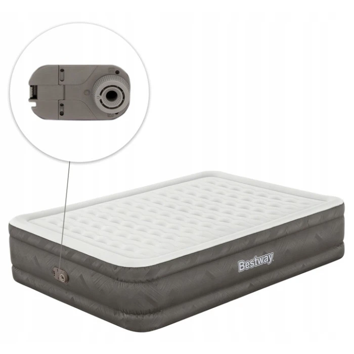 Матрац надувний Bestway 69050 з насосом 203 x 152 x 46 см, бежевий