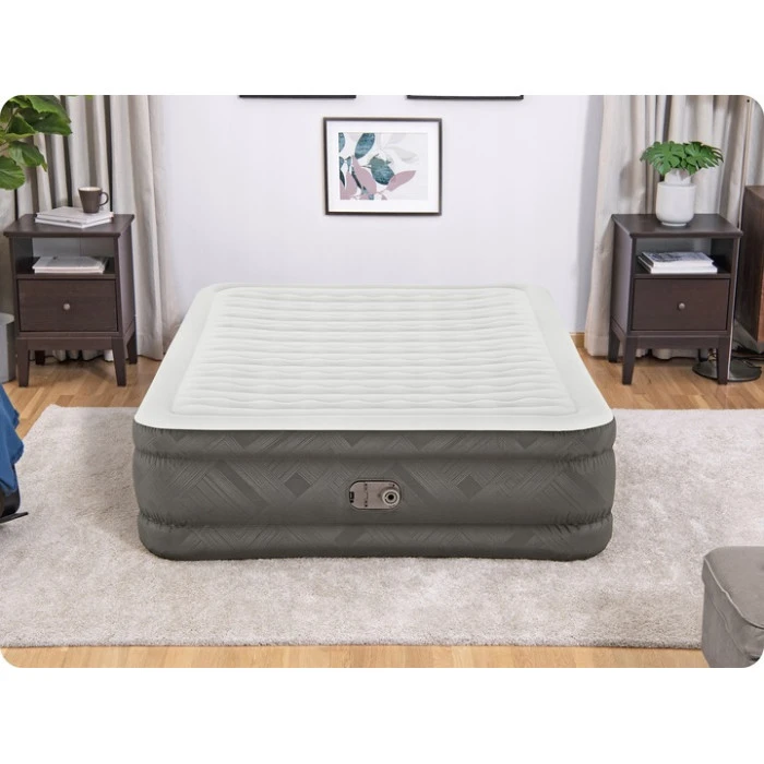 Матрац надувний Bestway 69050 з насосом 203 x 152 x 46 см, бежевий