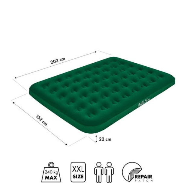 Матрац надувний двомісний NILS CAMP NC2803 203 х 152 х 22 см, зелений