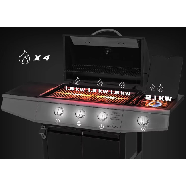 Газовый садовый гриль Lehmann Texas 2 кВт 33,5 см x 53 см
