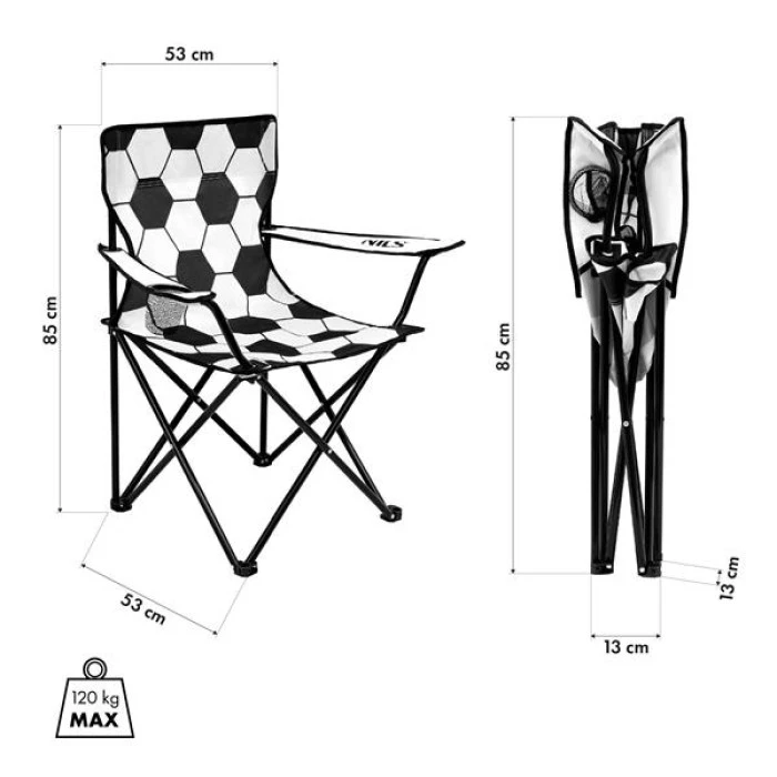 Кресло для кемпинга NILS CAMP NC3303, черно-белое