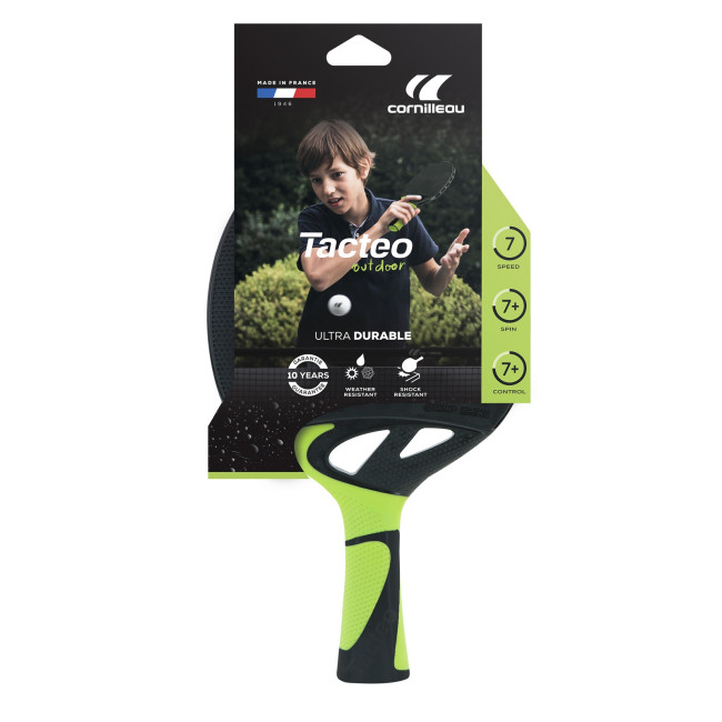 Ракетка для настольного тенниса Cornilleau TACTEO 50 OUTDOOR, черно-зеленая.