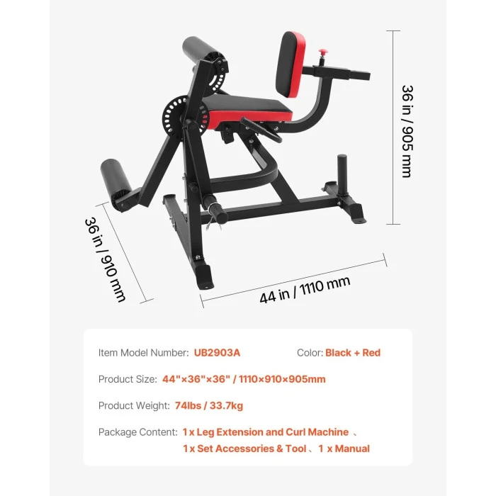 Жим ногами VEVOR UB2903A, черно-красный