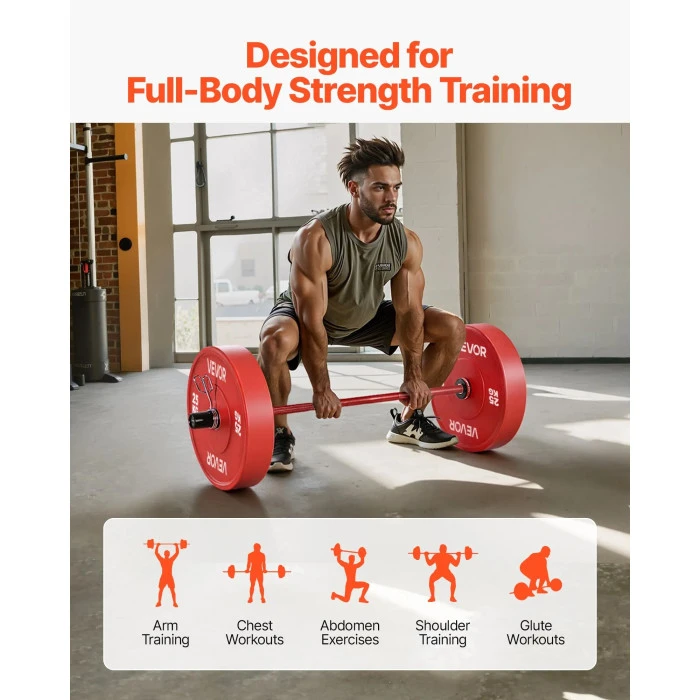 Гриф гантельний VEVOR 120 см, червоний