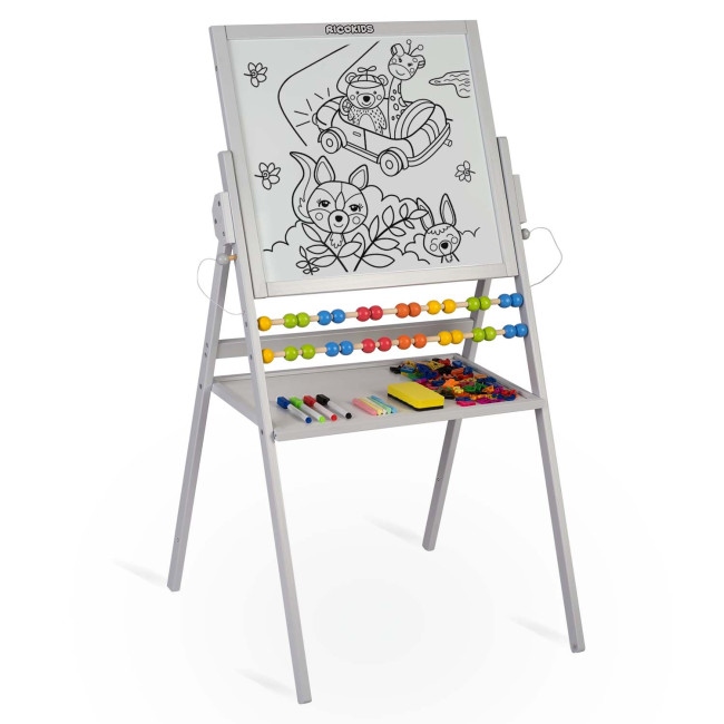 Меловая доска магнитная поворотная Ricokids серая