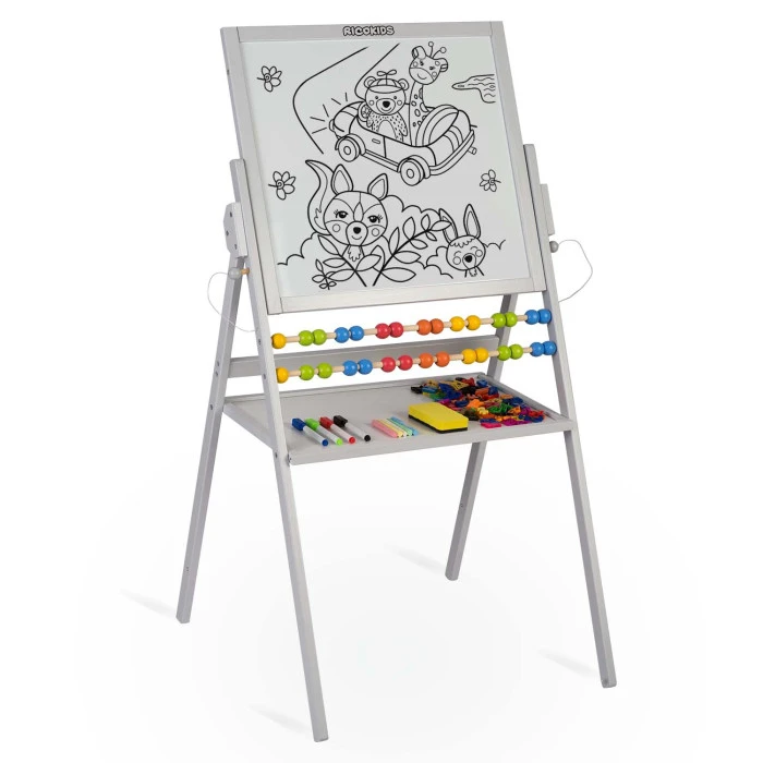 Меловая доска магнитная поворотная Ricokids серая
