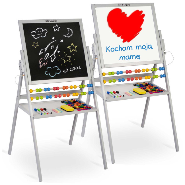 Меловая доска магнитная поворотная Ricokids серая