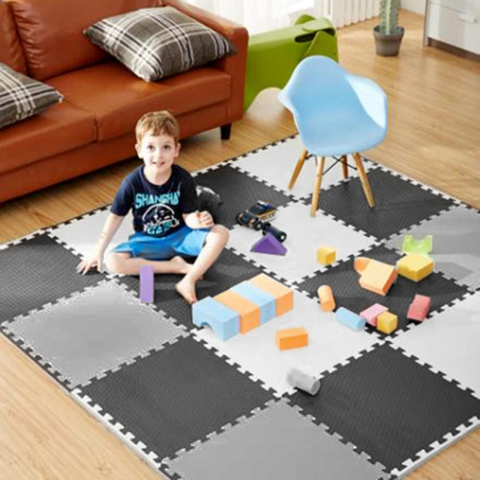 Килимок-пазл Ricokids 180 x 180 см 9 шт чорно-сірий