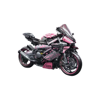 Детский конструктор Ramiz Мотоцикл-гонщик 2066 эл, черно-розовый