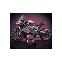 Детский конструктор Ramiz Мотоцикл-гонщик 2066 эл, черно-розовый