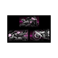 Детский конструктор Ramiz Мотоцикл-гонщик 2066 эл, черно-розовый