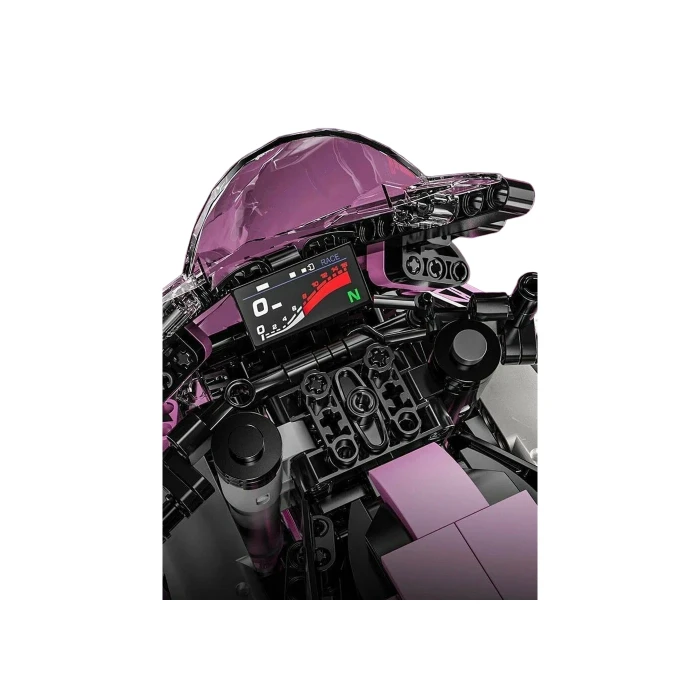 Детский конструктор Ramiz Мотоцикл-гонщик 2066 эл, черно-розовый