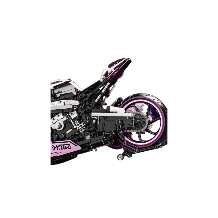 Детский конструктор Ramiz Мотоцикл-гонщик 2066 эл, черно-розовый