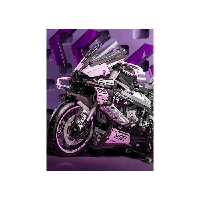 Детский конструктор Ramiz Мотоцикл-гонщик 2066 эл, черно-розовый