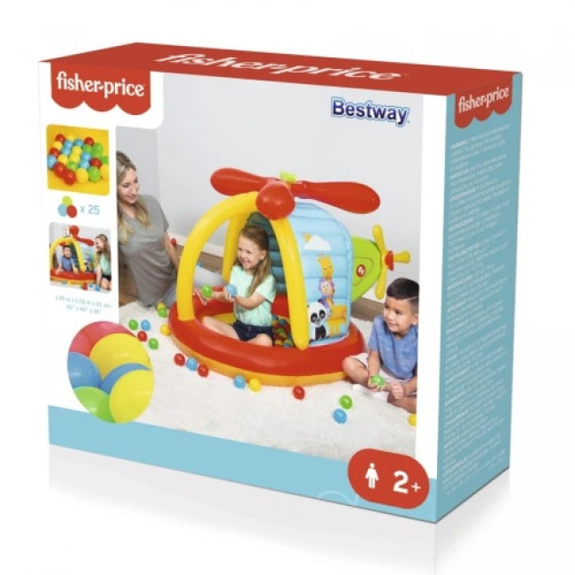 Детский надувной манеж Fisher-Price BESTWAY Вертолет 155х102х91см + мячи