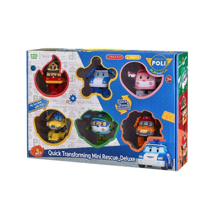 Машинки детские Roi Visual Мини спасатели-трансформеры Делюкс 6 шт