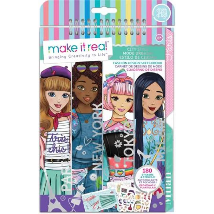 Блокнот с трафаретами Make it Real Юный дизайнер Городской стиль (MR3207)