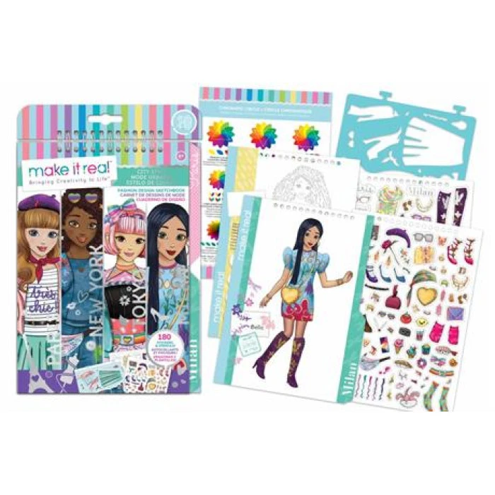 Блокнот с трафаретами Make it Real Юный дизайнер Городской стиль (MR3207)
