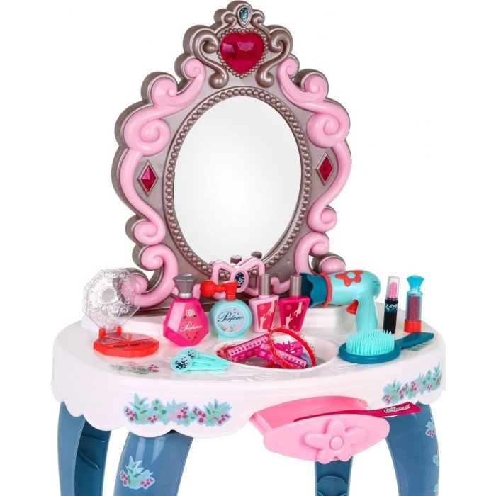 Детский туалетный столик с зеркалом и табуретом для девочки 3+ Свет и звук 22 шт.