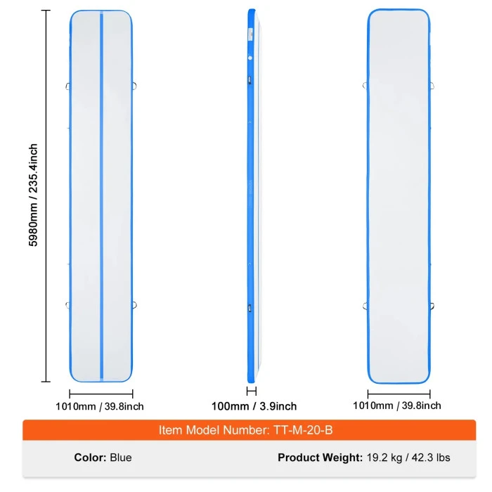 Надувной коврик VEVOR 598 x 101 x 10 см, серо-синий