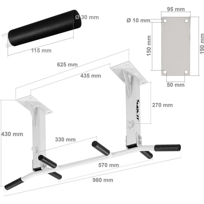 Турник потолочный, гимнастическая палка Movit для подтягивания.