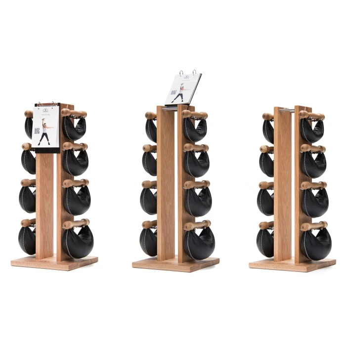 Гантели с подставкой NOHrD SwingBel Tower 2-8 Kg Set Classic Nature Walnut Leather