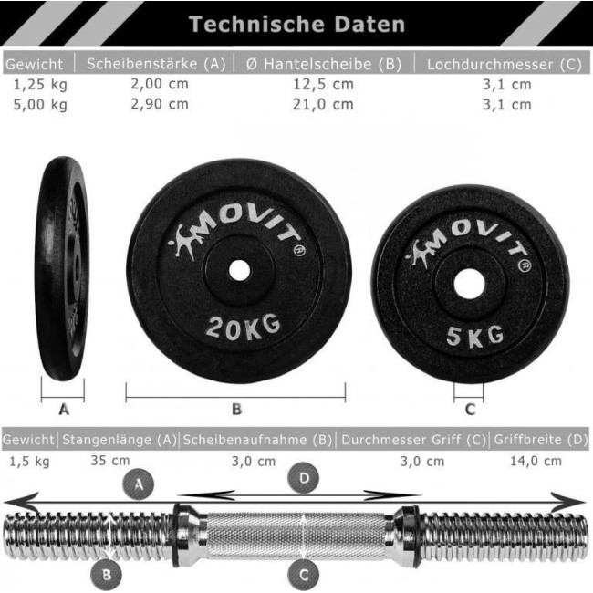 Гантели Movit M81037 чугунные 2 x 25 кг.
