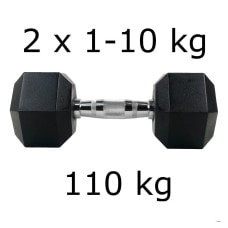 Гантели UnderFit прорезиненные Hex 2 х 1-10 кг (110 кг)