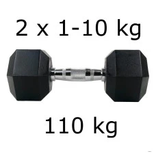 Гантели UnderFit прорезиненные Hex 2 х 1-10 кг (110 кг)