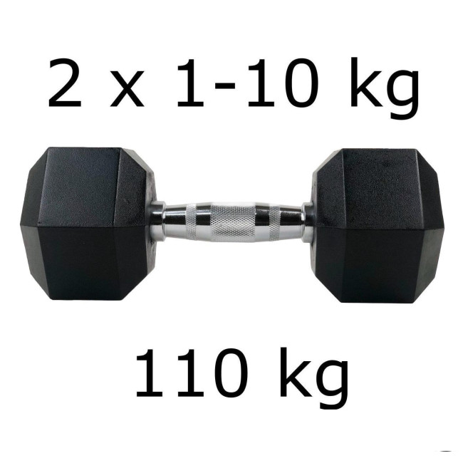 Гантелі UnderFit прогумовані Hex 2 х 1-10 кг (110 кг)