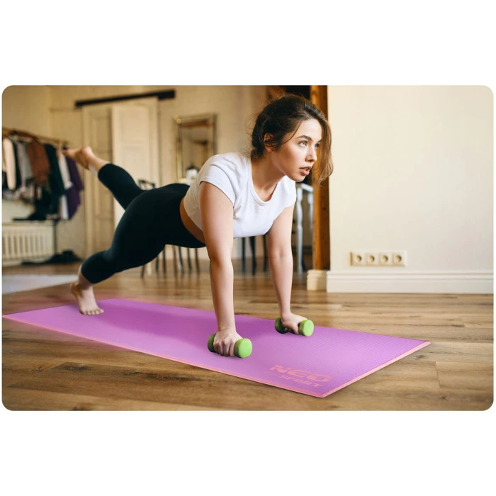 Коврик для тренировок двухсторонний 173 x 61 x 0,6 cm Neo-Sport 19203 фиолетово-розовый
