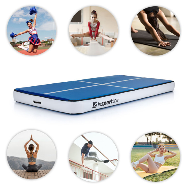 Надувной коврик гимнастический inSPORTline Aircase 280x140 см сине-белый