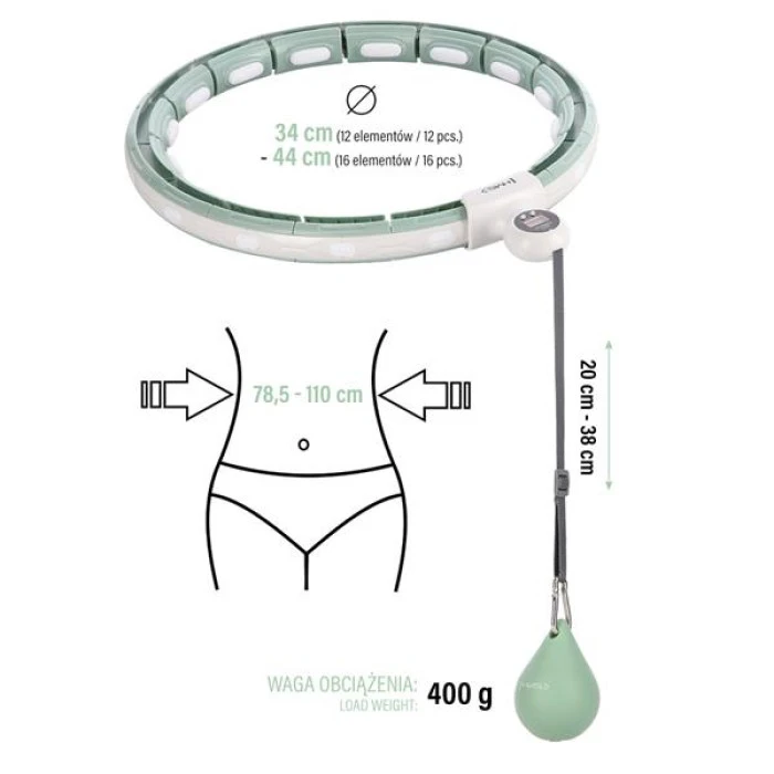 НАБОР ХУЛА-ХУП МАГНИТНЫЙ ЗЕЛЕНЫЙ HHM15 С ГАРЮ + СЧЕТЧИК HMS + ПОДДЕРЖКА НА ТАЛИЮ BR163 КРАСНЫЙ