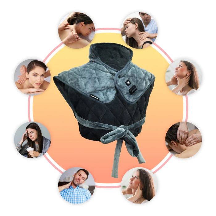 Массажный воротник для шеи с подогревом inSPORTline Huggis - серый