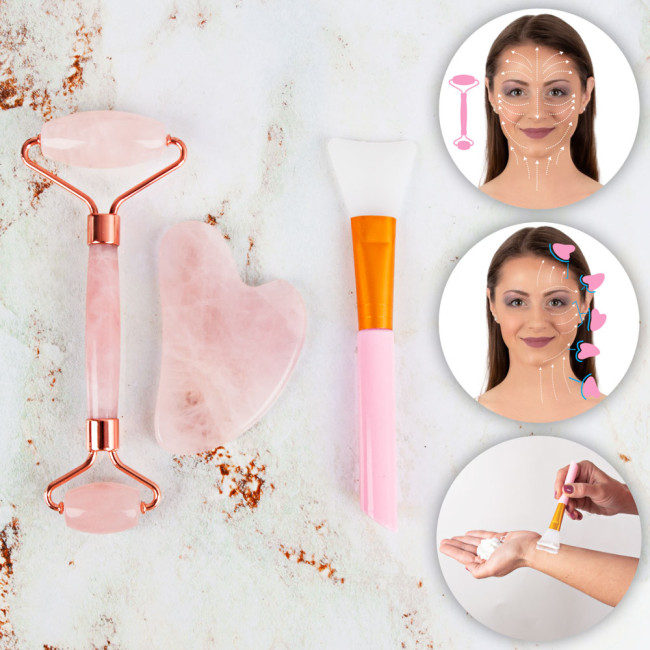 Массажный набор Gua Shua: валик+камень+лопатка inSPORTline Rosado Pro Set