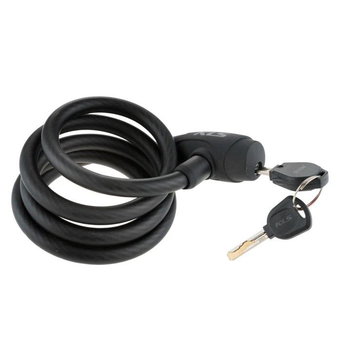 Велосипедный спиральный замок KELLYS Recoil с ключом, 180 см, черная ручка