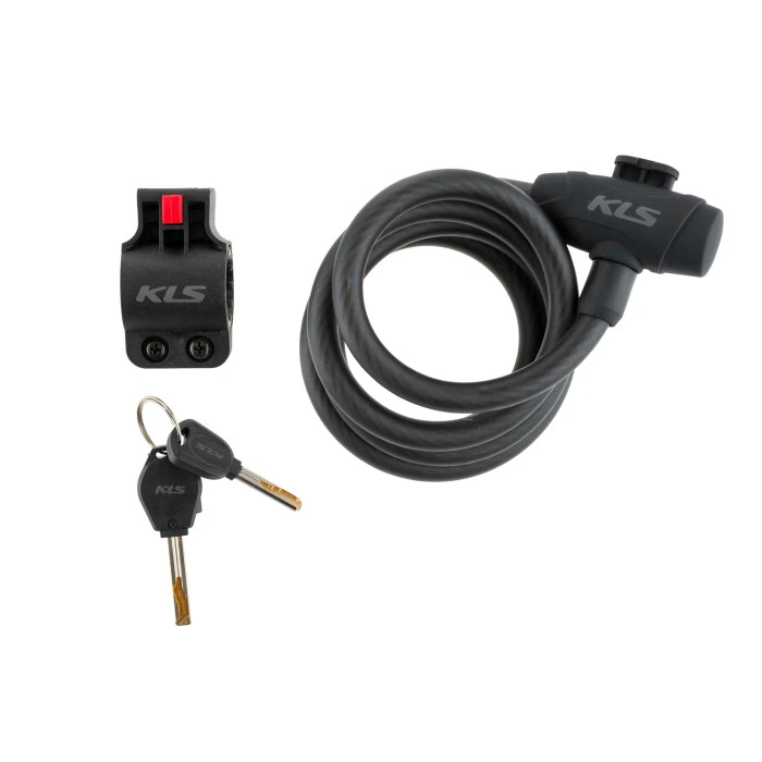 Велосипедный спиральный замок KELLYS Recoil с ключом, 180 см, черная ручка