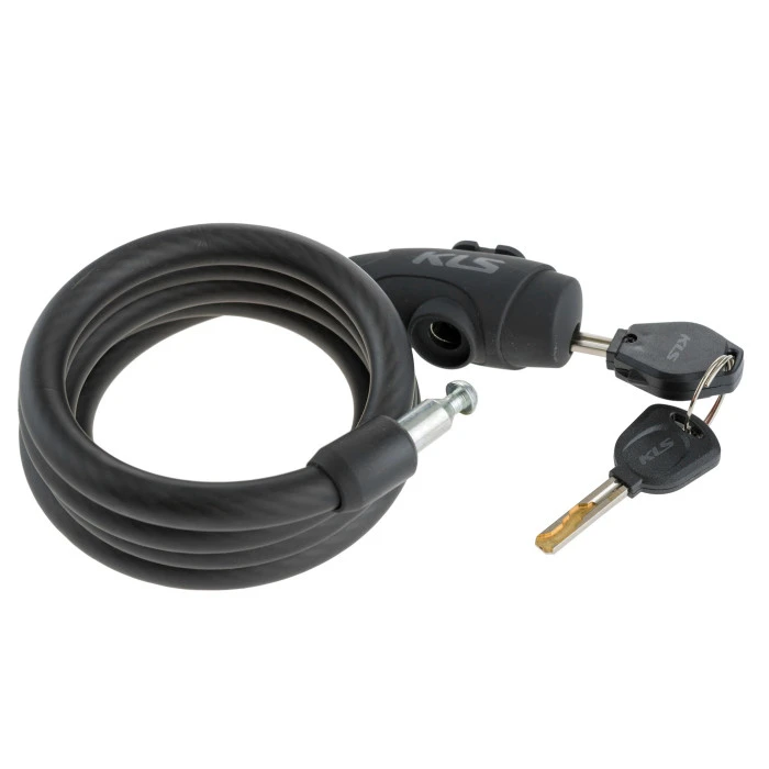 Велосипедный спиральный замок KELLYS Recoil с ключом, 180 см, черная ручка
