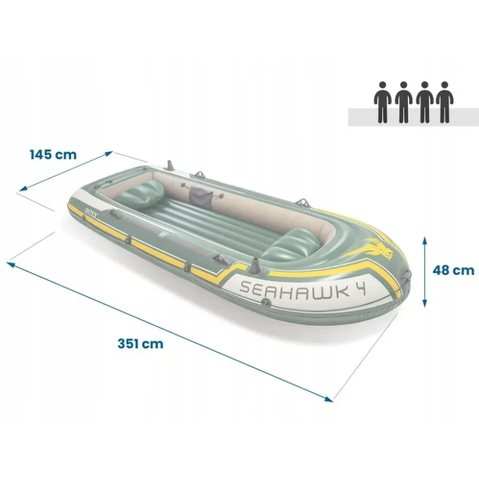 Лодка надувная Intex Seahawk 4 351 x 145 x 48 см, зеленый