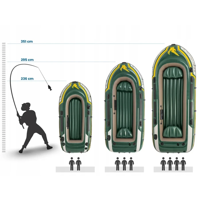 Лодка надувная Intex Seahawk 4 351 x 145 x 48 см, зеленый