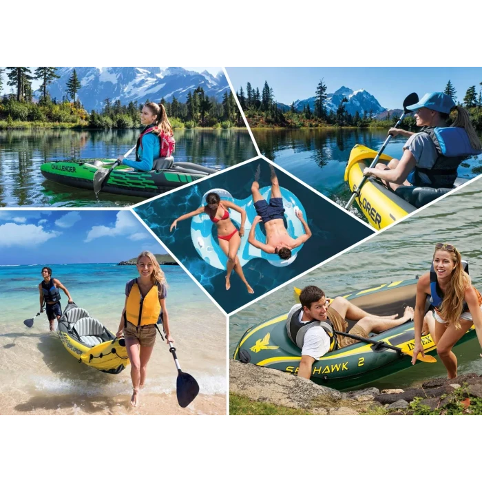 Лодка надувная Intex Seahawk 4 351 x 145 x 48 см, зеленый