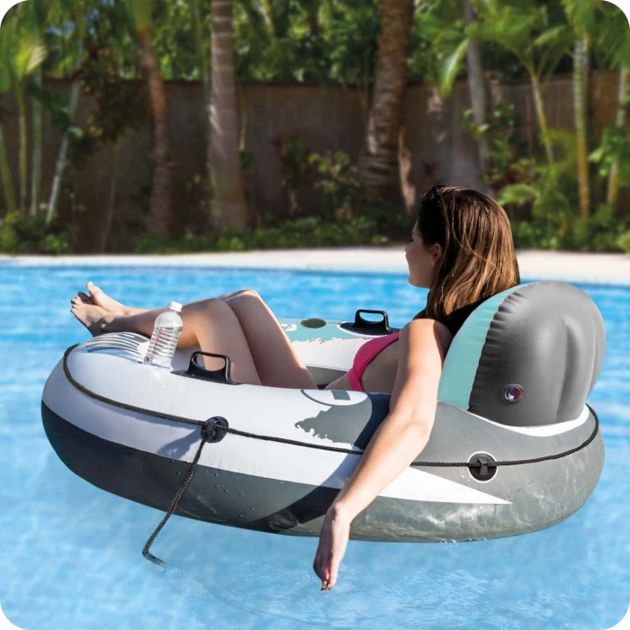 Коло надувне зі спинкою Intex 56825 River Run бірюзово-сіре, 135 х 45 см