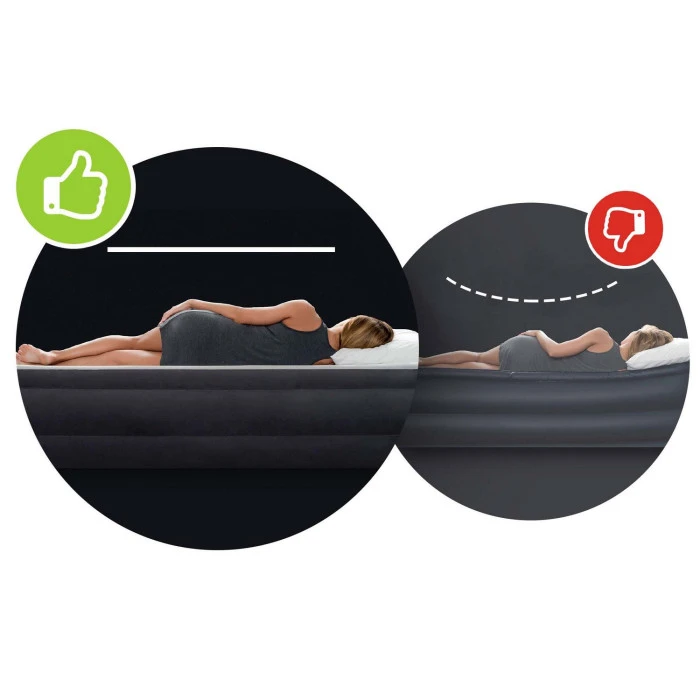 Матрас надувной Intex 64758 с насосом 191х137х25 см, черно-синий