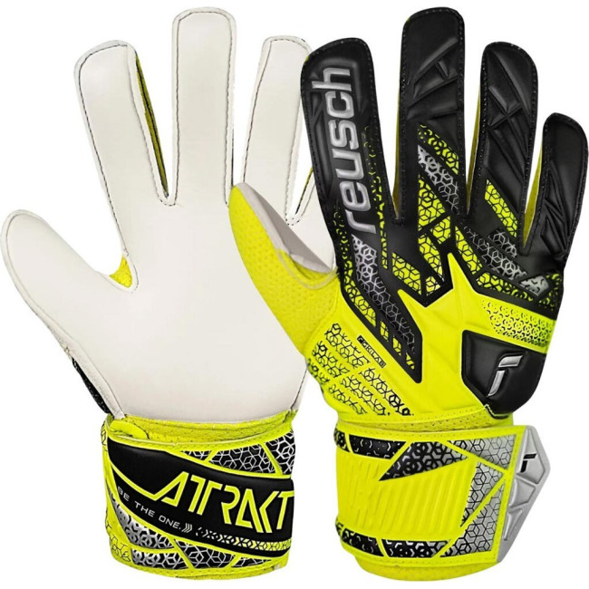 Перчатки вратарские Reusch Attrakt Solid Junior 5572515 2014 г.5, желто-черные Перчатки вратарские Reusch Attrakt Solid Junior 5572515 2014 г.5, желто-черные