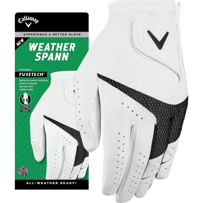 Рукавички для гольфу Callaway Weather Spann р. S, біло-чорні